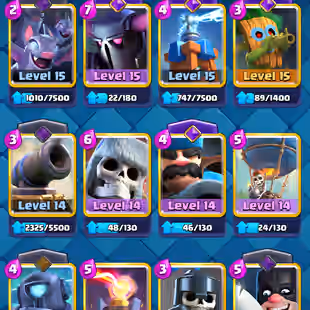 ❗[ 64X CARDS MAX ]❗2X LEVEL 16 CARD|| 15X EVOLVED || 10X ELITE || LEVEL 61 || TROPHY: 10500 | 116X EMOTES | 118X BADGE - Image 5