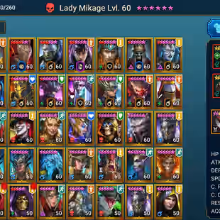 All Platform - LV87 - Power 3.61M -  1 mythic (Mikage) -37  Champions LV 60 -  78 Legend - 10 Void - Image 3