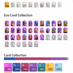 H🔥EXP-62!!KT-15!!29 EVOS-NC-500🔥79 LVL 14 CARDS!!22 CARDS LVL 15!! EXCLUSIVE EMOTES-TOWER SKINS!!BEST ACCOUNT  - Image 10