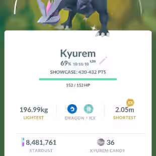 SHINY LEG KYUREM - LEVEL 70 - 169 SHINY - 20 LEGENDARY || 9-10M - Image 8