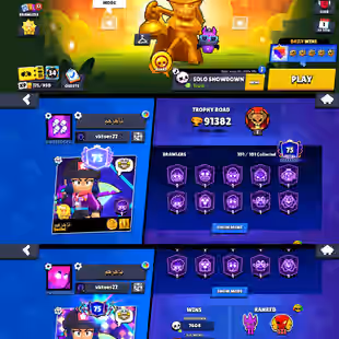 91k TROPHIES🌟 HEROINE BIBI🌟 88 MAX POWER BRAWLER | 101 BRAWLER UNLOCK | 77 HYPERCHARGE | 373 SKIN | 600 GEMS | INSTANT - Image 1