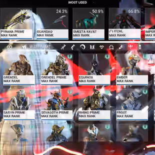 MR 26 + 2500 Platinum 418-750 Complated - 71x Warframe MAX 20+ Riven - 25+ Prime - 95 Arcane Frost Prime Grendel Prime - Image 4