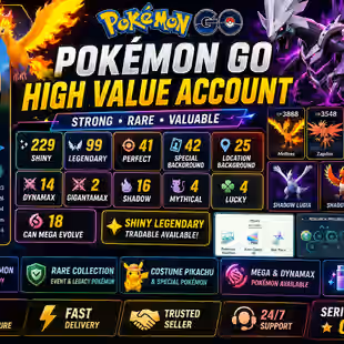 🍓BEST VALUE LEVEL 71 PG 2023] SHADOW LUGIA HO-OH 💯/ 229 Shiny 99 LEG | 41 HUNDOS IV) 444 TRADEABLE PG RARE COLLECTION - Image 1