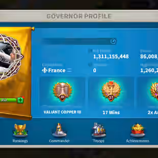 86M - Vip 17 - 11  Commanders - 34 Passport - 19M2 Credit - 773 Gold head - 10K Gems  - 2 Farms - 2 Skin house - Image 1