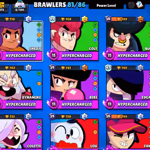 S1  57K CUPS  81 BRAWLERS | 115 SKINS  | 10 HYPERCHARGE |HIER TIER BR [] 25 MAXED []FAST DELIVERY - Image 1