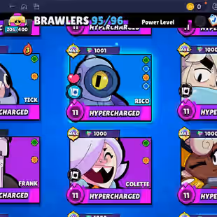 🌟 220 SKINS🌟74.950 TROPHY | 95 BRAWLERS | 22 HYPERCHARGED | 31 MAXED BRAWLERS | CHAINSAW BUSTER | LOADED RICO | CORSA - Image 8