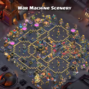 TH17 FULL MAX🔥NOTHING LEFT 35X SKINS🔥GG/-MAX SB/-MAX FA/-MAX MM/-MAX FB/-23 EB/-MAX RS/-23 AF/-20!! WAR BASE SCENERY - Image 1