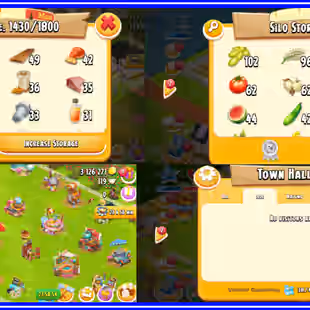 !!LEVEL 99!! 1800 BARN!! 1850 SILO!! EXTREMELY DECORATIONS!! PERFECT FOR COLLECTION!! 3 MILLIONS COINS!! TOWN HALL 12 - Image 3