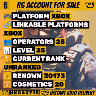XBOX Level 35 2 BLACK ICE 18 SKINS Unranked 25 OPERATORS 30173 Renown Ready Ranked ... ! MKG03715 - Image 1