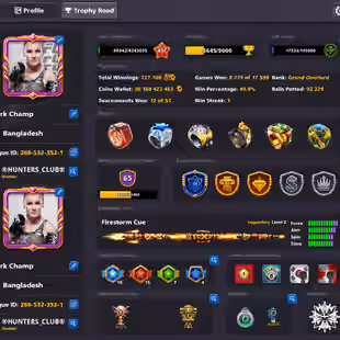 30B COINS ACCOUNT | Level 417 | 19 Legendary Cues | CCP 65 | Miniclip Unlimited Password Changeable | Status- Alert - Image 2