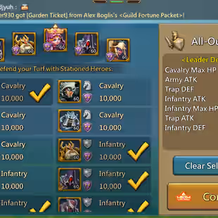 1B6 Mights (T5) - Vip 15 - ATK 607+ | Orange Equipment - 34M Troop -  713M Research - 353K Gem - lots of resources  - 8  - Image 1