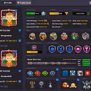 24.8B COINS YOME ACCOUNT | Level 215 | 3 Max Cues | 1.8K Cash | 19 Golden Shots | Fresh Account - Image 2