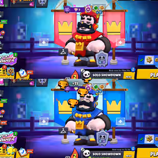 RARE BOTH RAD AND BLUE KING FRANK-43 LEGENDARY SKIN-97 MAX BRAWLER-480X SKIN-METORIC FAME 3-TROPHY 92.5K - Image 1