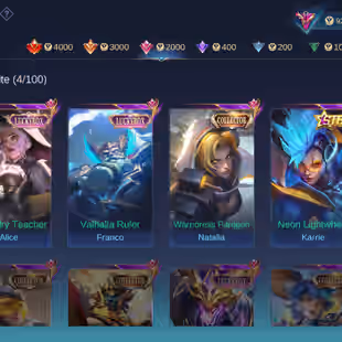 🔥 Moonton Account🔥 || Level 74 || Lunox Legend || 128 Heroes || 315 Skins || Prime Yu Zhong || Many Rare Skins - Image 6
