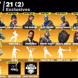 87 SKINS | Black Knight | Floss | The Reaper | Sparkile Specialist | Blue Squire | Royale Knight | Elite Agent | Mako - Image 1