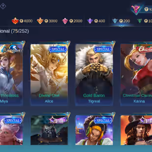 🔥 Moonton Account🔥 || Level 74 || Lunox Legend || 128 Heroes || 315 Skins || Prime Yu Zhong || Many Rare Skins - Image 8