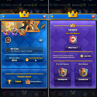 🔥 115 MAX CARDS 🔥 ARENA 24 [] 29 ELITES [] 16 EVOS [] 13800 TROPHIES [] XP62 [] KT15 [] 2183 GEMS [] 112 EMOTES - Image 3