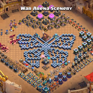 🌺RARE WAR ARENA SCENERY🌺8 EPIC MAX 435 STARRY ORE | TH 13 FULL MAX | 5X HERO MAX | NC-FREE | HELPER HUT MAX | XP-135 - Image 1