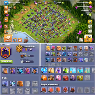 Super Rear -- Th17 Max -- 3 Epic -- Hero,, 45-61-41-35-18 -- Th15 Max defence and wall -- Exp 156 -- 6 Builder -- Magic - Image 1