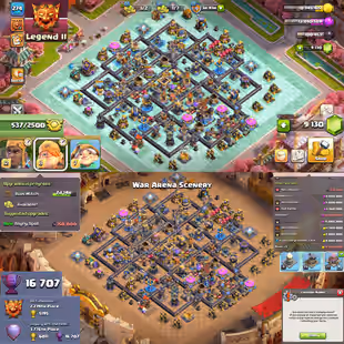 OLD NEW RANK💥| TH18 MAX🔥| 6 HERO MAX | 11 EPIC MAX | ALL 18 EPIC | 3 HELPER MAX | WAR ARENA |  9100 GEMS |ALL WAR BASE - Image 1