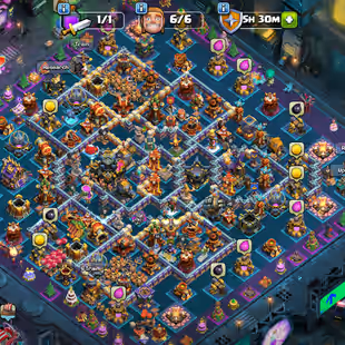 🔥Cyber Scenery🔥 || Xp-234 || Th17 Semi || Heroes 95-95-78-70-45 || 6 Builders || Good Obstacle || Nc 1.5k Gems - Image 1