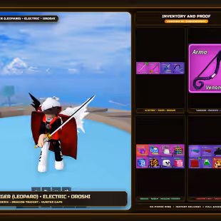 | Blox Fruits Account | Level 1731 | Eaten Tiger (Leopard) | Shadow | Phoenix | Dragon Trident | Oroshi - Image 1