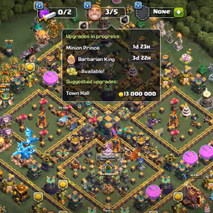 🌟5Epic max🌟Xp150 Th14 Account Defense max|Wall max|3Heros max|Total 10Epic equipment|Namechange available|15Hero skin - Image 1