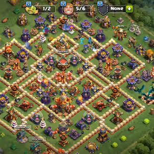 🔥TH 16 WALLS MAX🔥BK 90 AQ 92 MP 51 GW 70 RC 40 DD 6 || SB 26 RS 26 GG 20 FA 20 FB 20 || NC 500 || 6 HERO SKIN - Image 1