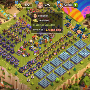 🔥10.2K GEMS-FULLY MAX BASE🚨1670 CWL!!ALM MAX TH15-NC FREE!!12EPIC[SB-EB-JP-MAXGG-FB-20]]HERO[90-90-70-65-40-10]MAGICS - Image 1