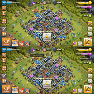 🔥10600 GEMS🔥TH-13 ALMOST MAX! XP-194! 6X EPIC EQUIPMENTS! MAX TROOPS! HEROES:-63-64-43-37-25! MAX DEFENSE! FAST DELIVE - Image 1