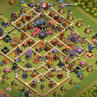 [ 10k Gems ] Th17 | Xp 256 || Heroes 98-100-77-71-45-5 || 2339 War Stars || High Level Equipments || Builder Base Max - Image 1