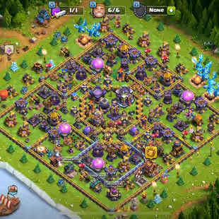 CLOSE MAX TH-15 [MAXED DEFENCE] | 6 BUILDERS | HERO 66-73-45-50-27 | 500 CWL MEDALS | HIGH WALL | XP-208 | NC-500 | - Image 1