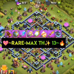 🔥TH13 WALL MAX✨  [ 8x EPIC EQIP ] || HERO 43-62-44-40-25 || MAGIC ITEMS LOAD || HERO SKIN || FULL SAFE ACC - Image 1