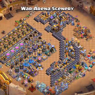 12 EPIC EQ MAX🌺TH 18 WAR ARENA SCENERY🌺9K GEMS 793 MEDEL! 6 HERO MAX [ DEFENCE WALL MAX ] PAID 2 SCENERY NC-YES XP-251 - Image 1