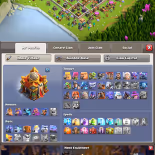 Town Hall 16 Rush XP 144 with Good Heroes Skins and Middle Epic Equipment  - Image 1