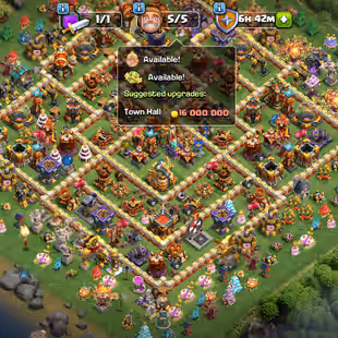 ||🔥TH16 FULLY MAXED🔥|| NOTHING LEFT TO UPGRADE || 6X EPIC EQUIPMENT FULLY MAX || 14X HEROS SKIN || MAIL CHANGE POSIBLE - Image 1