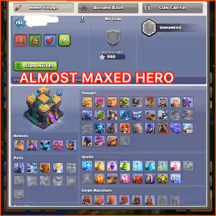  🎯26 EQUIPMENTS LOADED TH14 👹| 14 HERO SKINS | HIGH-LEVEL HEROES & DEFENCES | 190 MAX STARRY ORE | INSTANT DELIVERY - Image 1