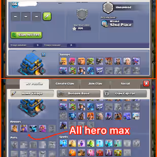 🎯FULLY MAXED TH12 👹| 17 EQUIPMENTS LOADED | 4 HERO SKINS | ONLY 30 WALLS LEFT | MAX HEROES | BH7 | INSTANT DELIVERY - Image 1