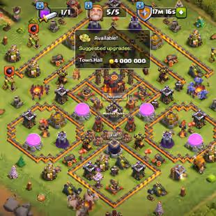 Rearrest -- Th10 Fully maxed -- 5 Epic equipment -- All heroes maxed -- Builder left -- Xp 83 -- Nc 1000 gems -- Builder - Image 1