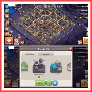 🔴 2 PAID SCENERY 🔴 TH 17 NEAR MAX | 80-86-63-64-45-1 HEROES | 8 EPIC EQUIPMENTS | 12 HEROES SKIN | BH 10  - Image 1