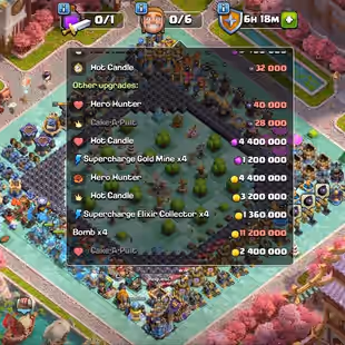 (RAREST) FULL MAX TH 18 🌸 ALL EQUIPMENTS MAXED 4 SCENERIES 41 HERO SKINS 4x FREE GOLD PASSES BUILDER'S APPRENTICE MAXED - Image 1
