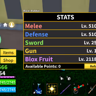 Blox Fruits Account | Lv.1054 | 14 PERMANENT FRUITS (Buddha, Light, Ice, Dark, Gravity & More) | Dark Blade | Rabbit Rac - Image 1