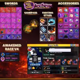 SALE [ BloxFruits ] 3 Mythical Swords Unlocked | Have Sanguine Art + Godhuman , Shark and Cyborg V4 , Good for main acco - Image 1