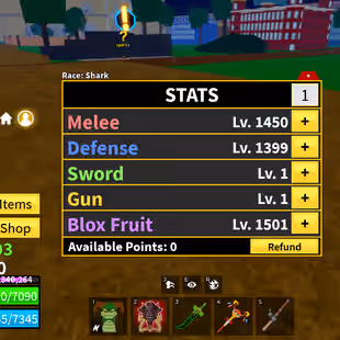 Blox Fruits Account Lv 1450 | PERM Buddha  PERM T-Rex  PERM Mammoth  PERM Gas | Dark Blade | Rich Inventory - Image 1