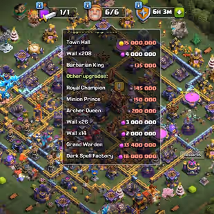 🔥[900 CWL MEDALS-4'500 GEMS]🔥 TH-15 NEAR MAX | [9EPIC-S.BALL-R.SPEAR MAX] | RENAME FREE | LOW PRICE | BEST DEAL - Image 1