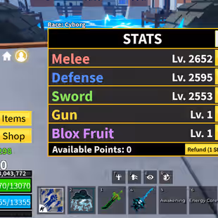 Blox Fruits Lv.2600 | Cyborg V4 | 15+ PERM Fruits (Dough, Spirit, Portal, Phoenix, Blizzard, Light, Ice, Dark) | Dark Bl - Image 1