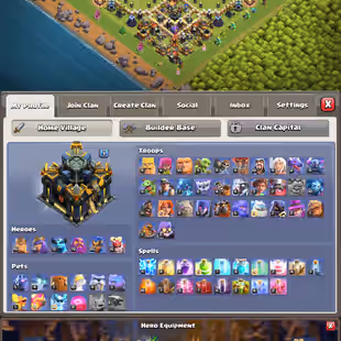 TOWN HALL 17 XP 220 HIGH LEVEL HERO WITH 3 EPIC EQUIPMENT MAX  - Image 1