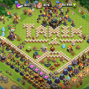 TH17-FULL 16 MAX WALS:-HER:-83-95-62-51-31-6:-2300 CWL-2078RAID MADELS:-9X HERO SKIN:-3200 GEMS:-MAX EQUIPMENT - Image 1