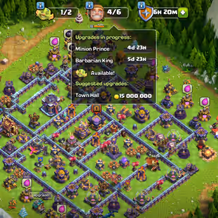 🔥[ 7'000 GEMS - TH-15 MAX ]🔥60 PARCENT OFF INGAME PURCHASES | SB-AF-MT-RS-EB [MAX] | MAX DEFENCES - WALLS |  - Image 1