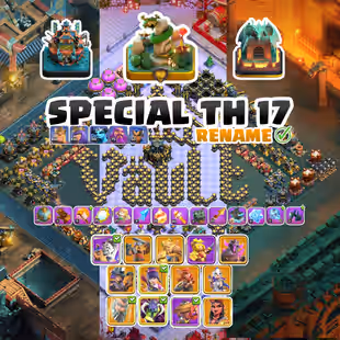 PREMIUM TH 17 🔥- RENAME✅  - 3 GREAT SCENERY - 14 EPIC SKILLS  - 5 MAX HEROES - 13 HERO SKINS - SAFE AND INSTANT - Image 1